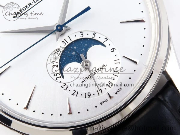 MASTER ULTRA THIN MOON SS APSF 1:1 BEST EDITION SILVER DIAL ON BLACK LEATHER STRAP SA925 SUPER CLONE