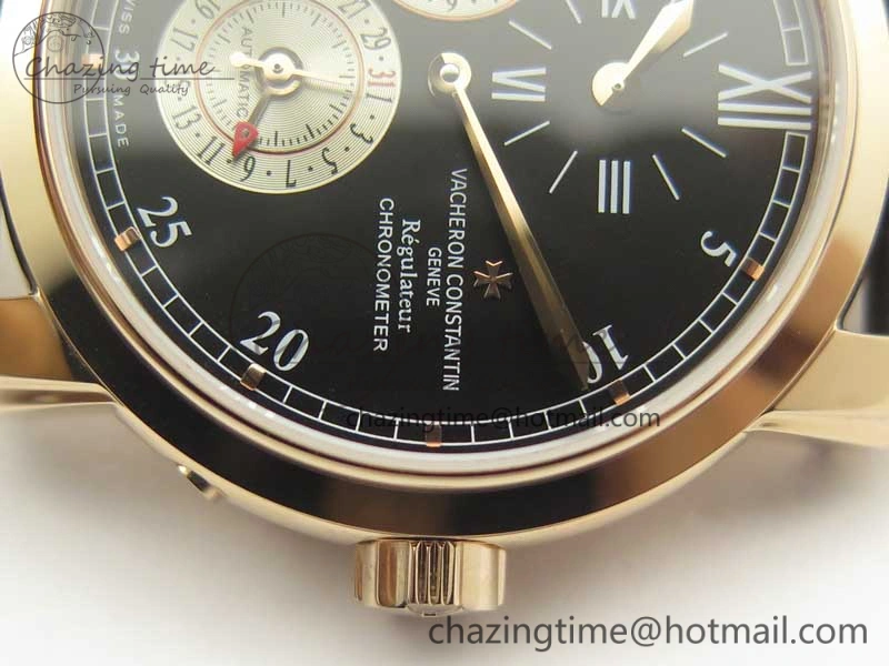 Malte Dual Time Regulator RG K11 Maker Black Dial on Black Leather Strap A23J