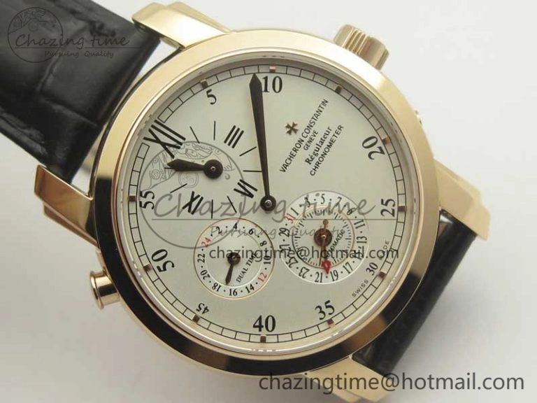 Malte Dual Time Regulator RG K11 Maker White Dial on Black Leather Strap A23J
