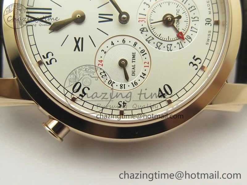 Malte Dual Time Regulator RG K11 Maker White Dial on Black Leather Strap A23J