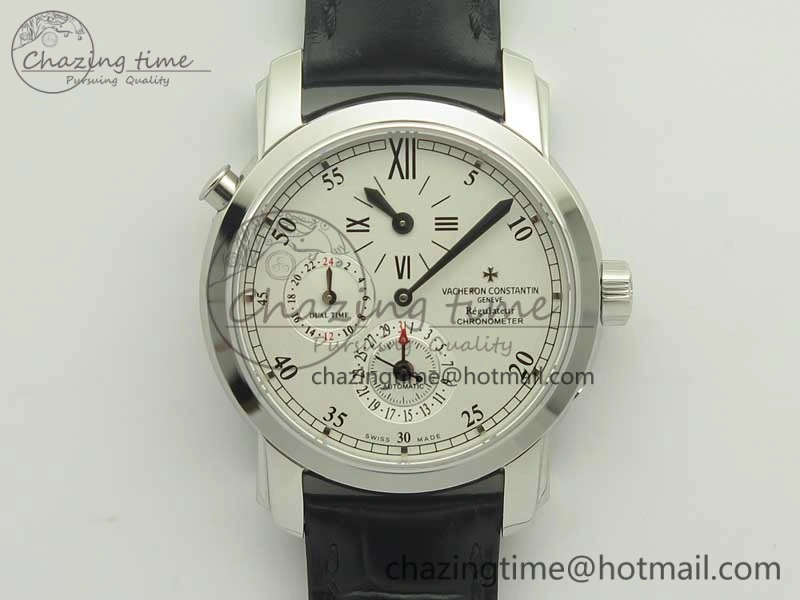 Malte Dual Time Regulator SS K11 Maker White Dial on Black Leather Strap A23J