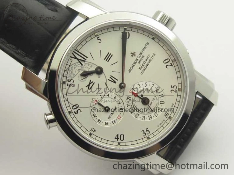 Malte Dual Time Regulator SS K11 Maker White Dial on Black Leather Strap A23J