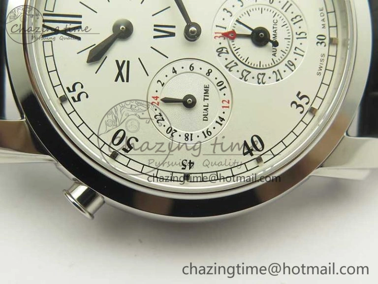 Malte Dual Time Regulator SS K11 Maker White Dial on Black Leather Strap A23J