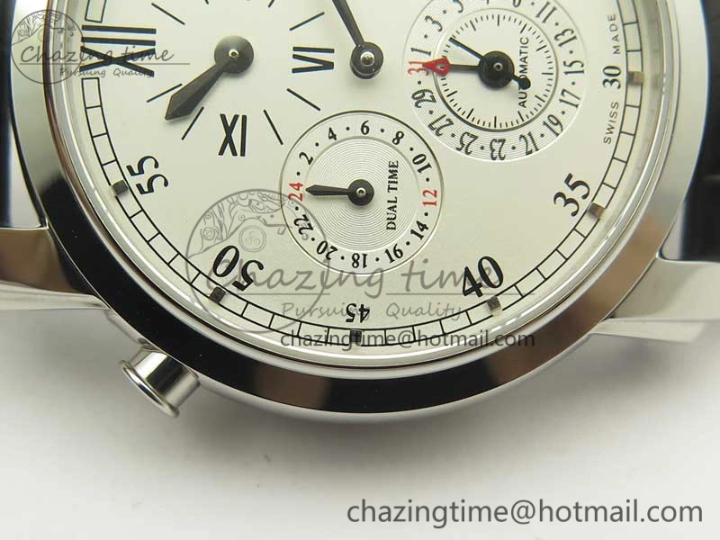 Malte Dual Time Regulator SS K11 Maker White Dial on Black Leather Strap A23J