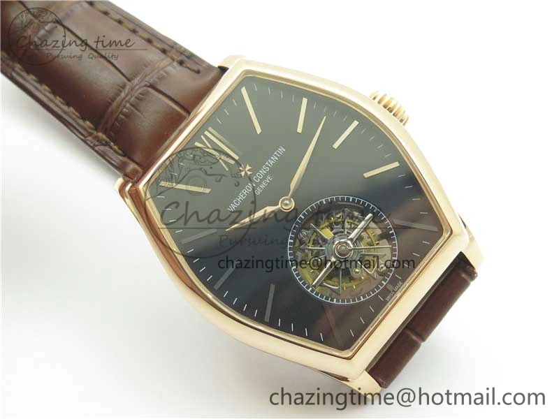 Malte Tourbillon RG VCR Best Edition Black Dial on Black Croco Leather Strap
