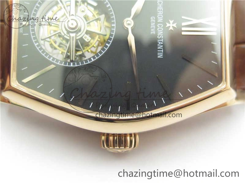 Malte Tourbillon RG VCR Best Edition Black Dial on Black Croco Leather Strap