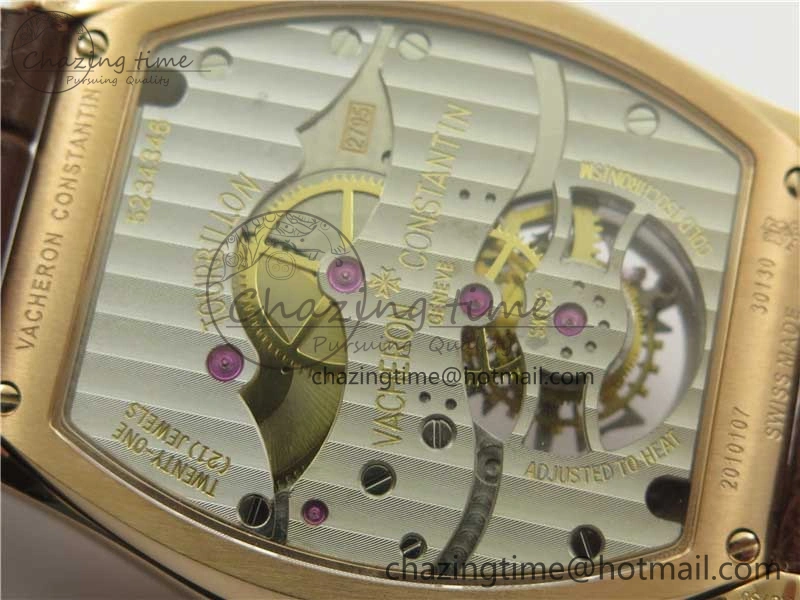 Malte Tourbillon RG VCR Best Edition White Dial on Black Croco Leather Strap
