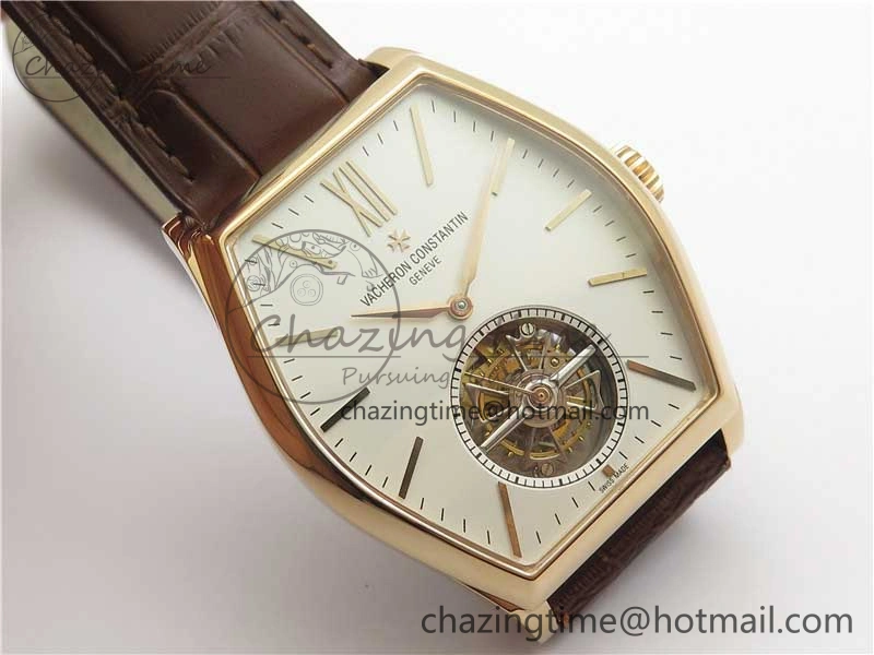 Malte Tourbillon RG VCR Best Edition White Dial on Black Croco Leather Strap