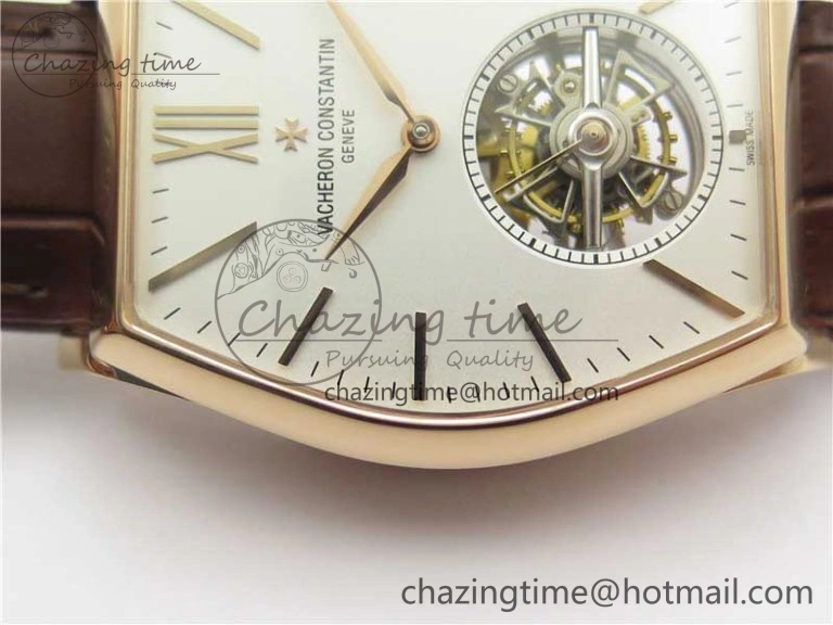Malte Tourbillon RG VCR Best Edition White Dial on Black Croco Leather Strap