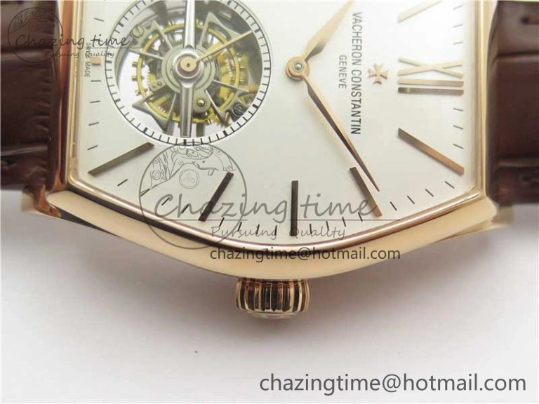 Malte Tourbillon RG VCR Best Edition White Dial on Black Croco Leather Strap