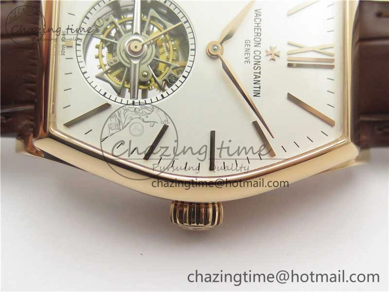 Malte Tourbillon RG VCR Best Edition White Dial on Black Croco Leather Strap