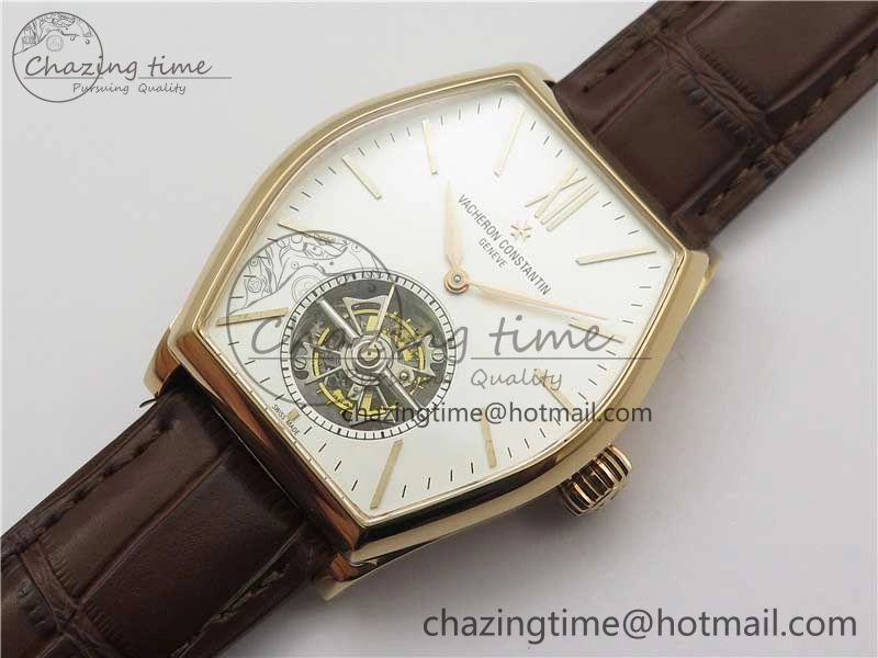 Malte Tourbillon RG VCR Best Edition White Dial on Black Croco Leather Strap