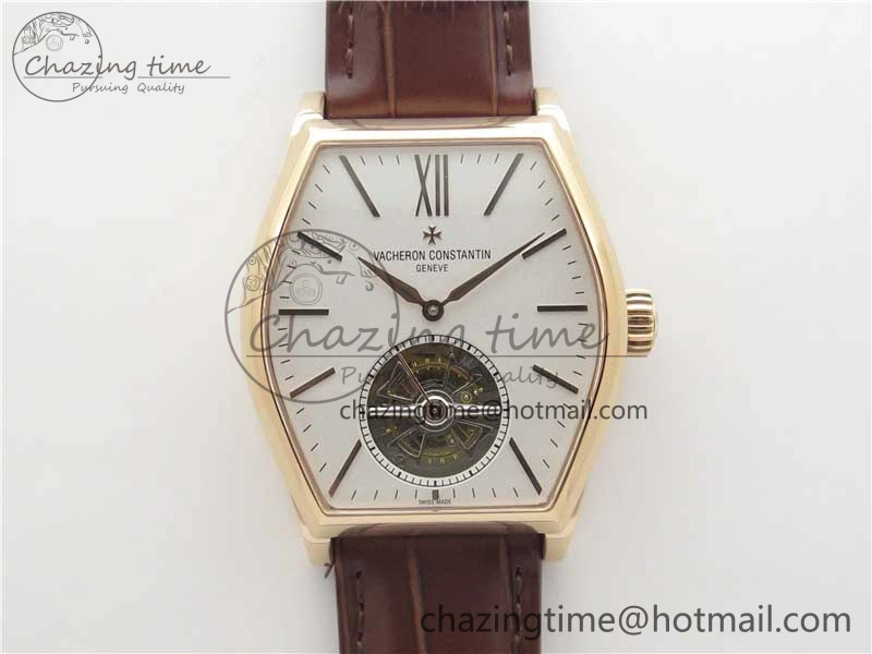 Malte Tourbillon RG VCR Best Edition White Dial on Black Croco Leather Strap