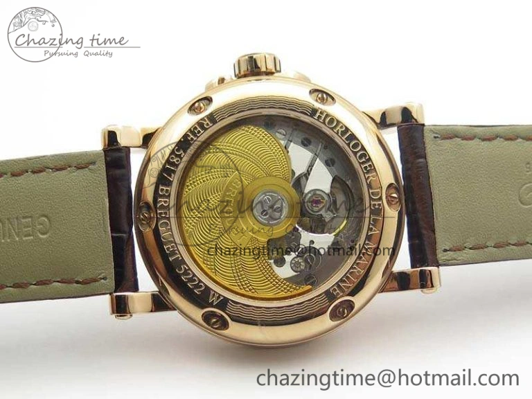 Marine 5222 RG HGF 1:1 Best Edition Brown Dial On Leather Strap Asian Cal.517GG (Free Rubber Strap)