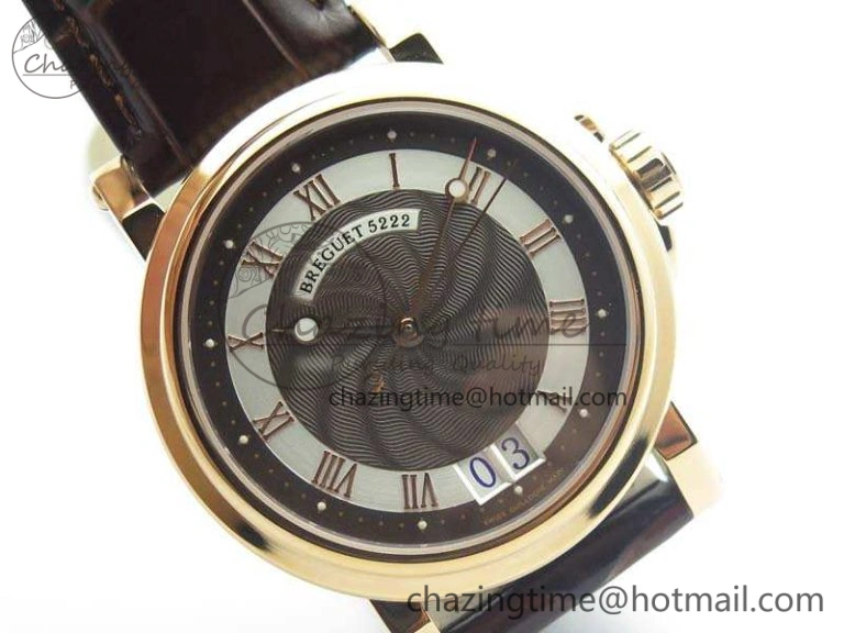 Marine 5222 RG HGF 1:1 Best Edition Brown Dial On Leather Strap Asian Cal.517GG (Free Rubber Strap)