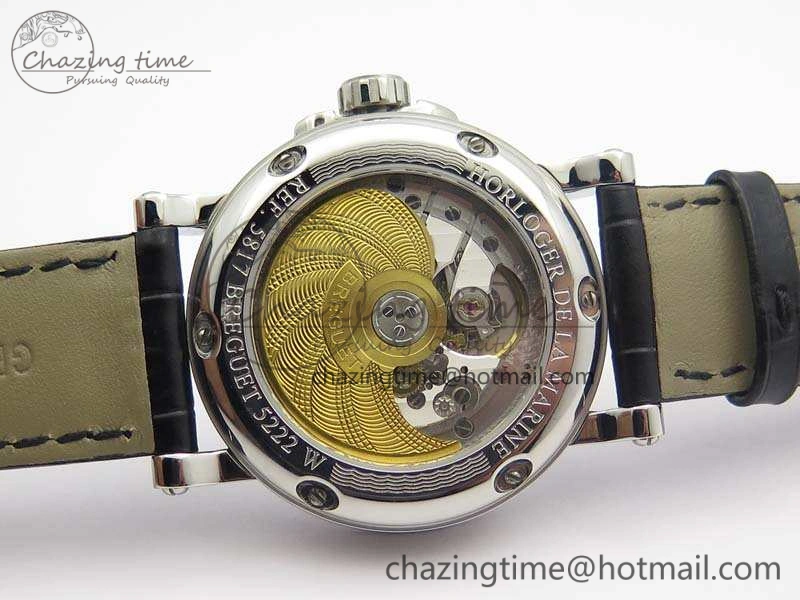 Marine 5222 SS HGF 1:1 Best Edition Black Dial On Leather Strap Asian Cal.517GG (Free Rubber Strap)