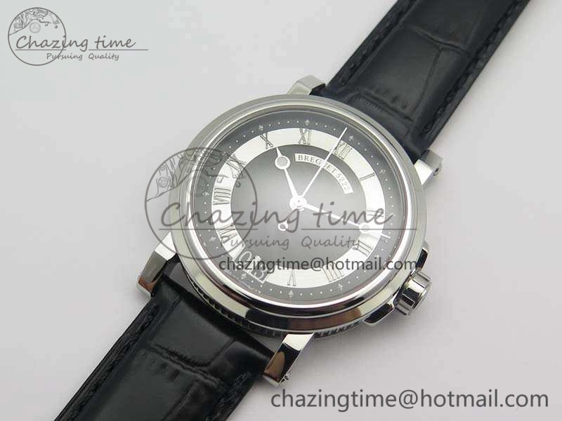 Marine 5222 SS HGF 1:1 Best Edition Black Dial On Leather Strap Asian Cal.517GG (Free Rubber Strap)