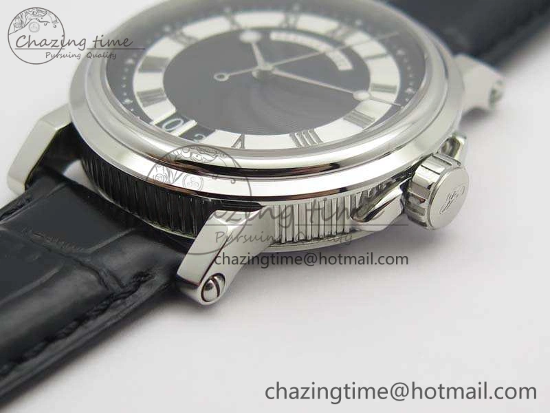 Marine 5222 SS HGF 1:1 Best Edition Black Dial On Leather Strap Asian Cal.517GG (Free Rubber Strap)