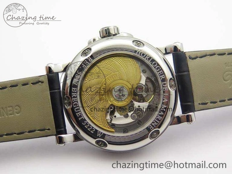 Marine 5222 SS HGF 1:1 Best Edition Blue Dial On Leather Strap Asian Cal.517GG (Free Rubber Strap)