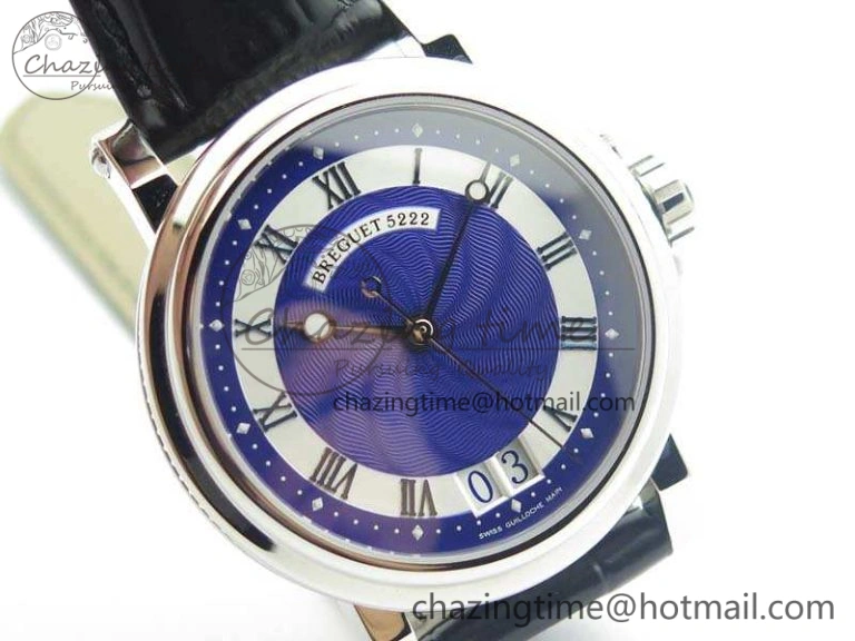 Marine 5222 SS HGF 1:1 Best Edition Blue Dial On Leather Strap Asian Cal.517GG (Free Rubber Strap)