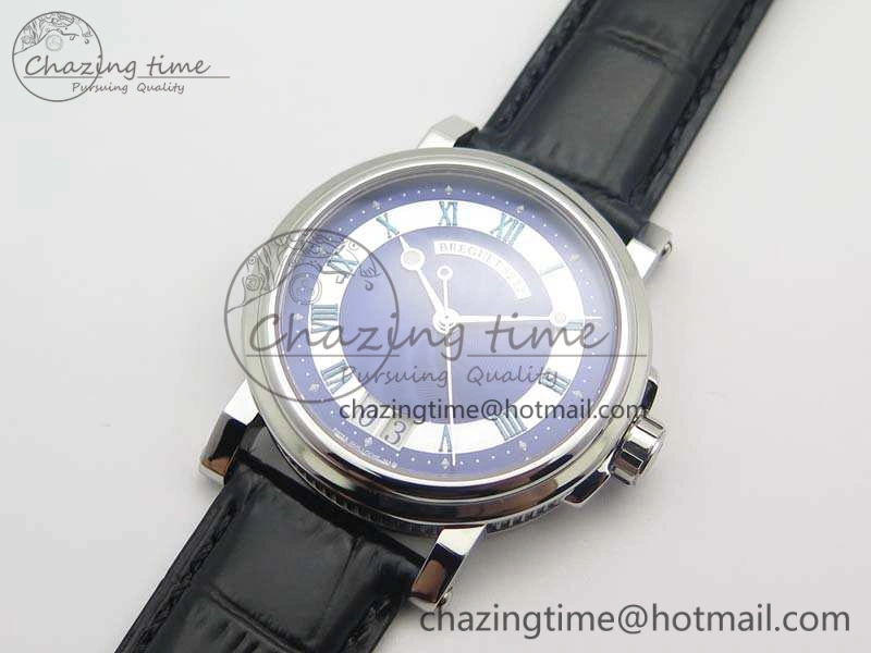 Marine 5222 SS HGF 1:1 Best Edition Blue Dial On Leather Strap Asian Cal.517GG (Free Rubber Strap)