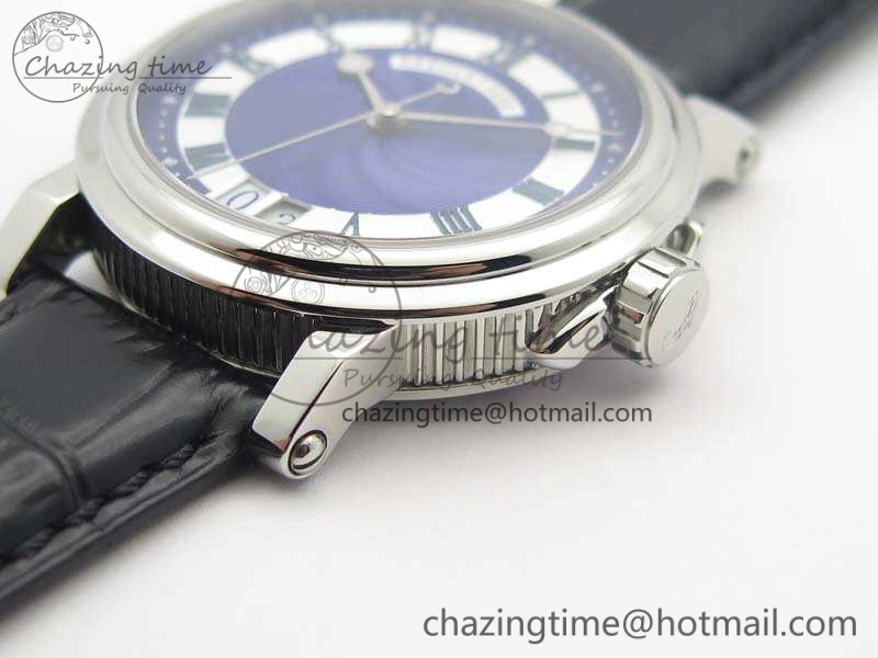 Marine 5222 SS HGF 1:1 Best Edition Blue Dial On Leather Strap Asian Cal.517GG (Free Rubber Strap)