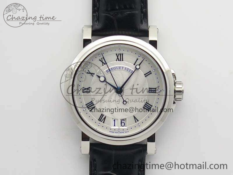 Marine 5222 SS HGF 1:1 Best Edition White Dial On Leather Strap Asian Cal.517GG (Free Rubber Strap)