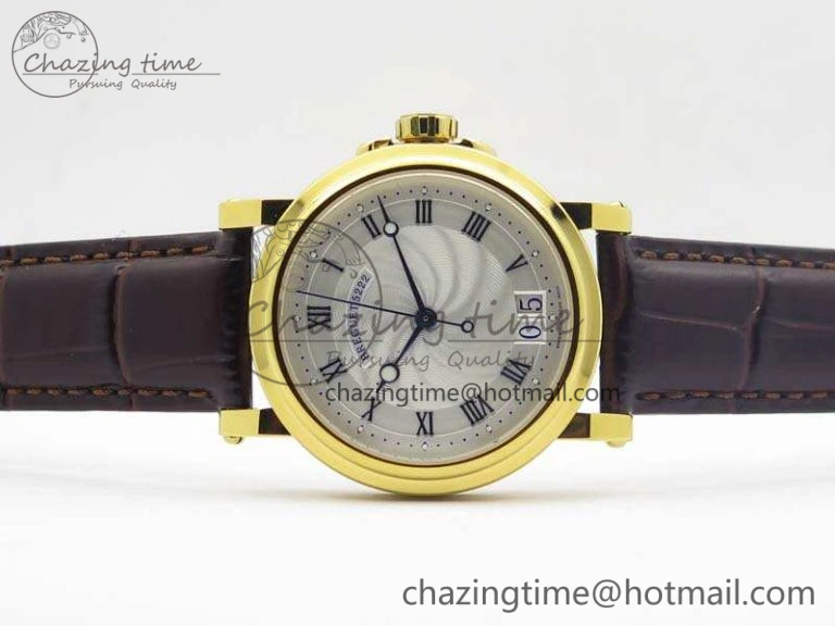 Marine 5222 YG HGF 1:1 Best Edition White Dial On Leather Strap Asian Cal.517GG (Free Rubber Strap)