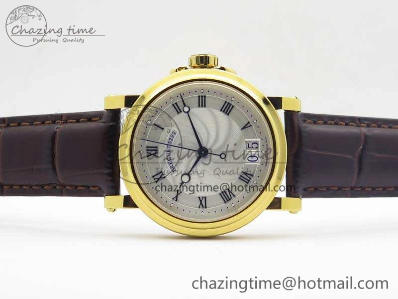 Marine 5222 YG HGF 1:1 Best Edition White Dial On Leather Strap Asian Cal.517GG (Free Rubber Strap)