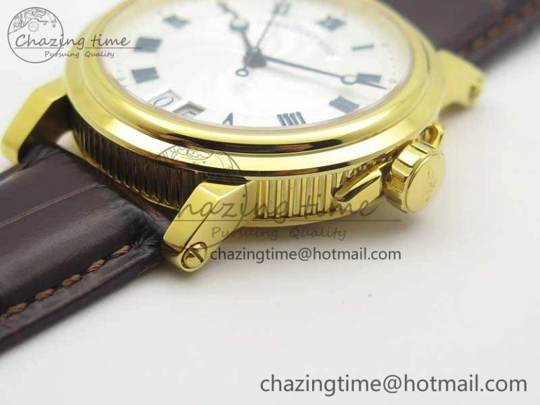 Marine 5222 YG HGF 1:1 Best Edition White Dial On Leather Strap Asian Cal.517GG (Free Rubber Strap)