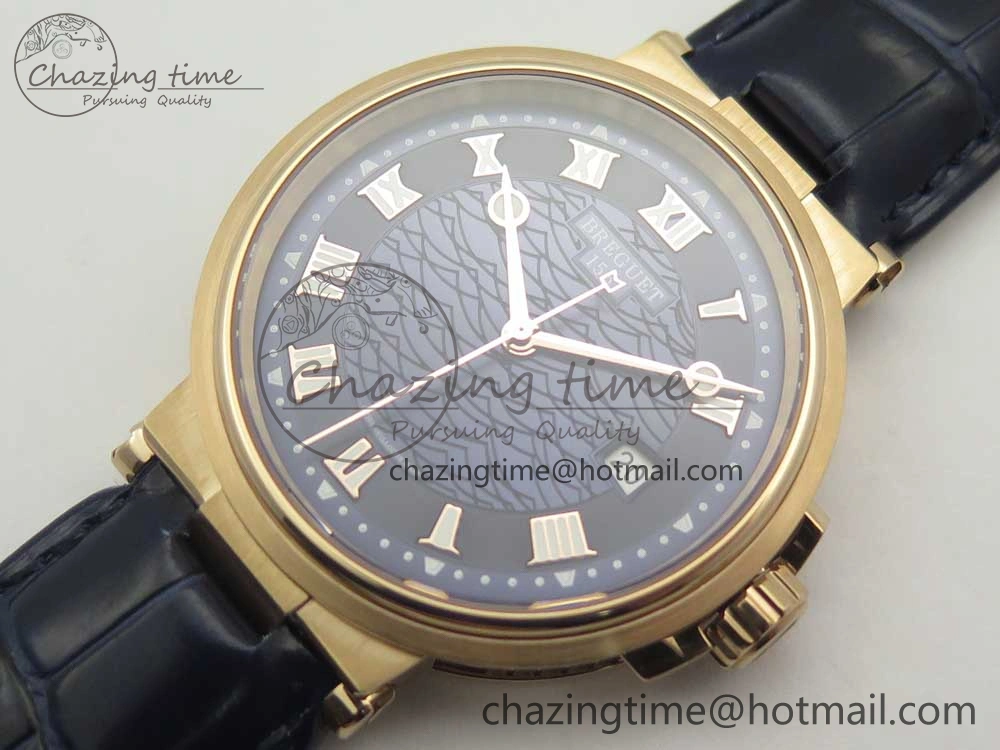 Marine 5517 RG V9F 1:1 Best Edition Blue Dial on Blue Leather Strap A23J
