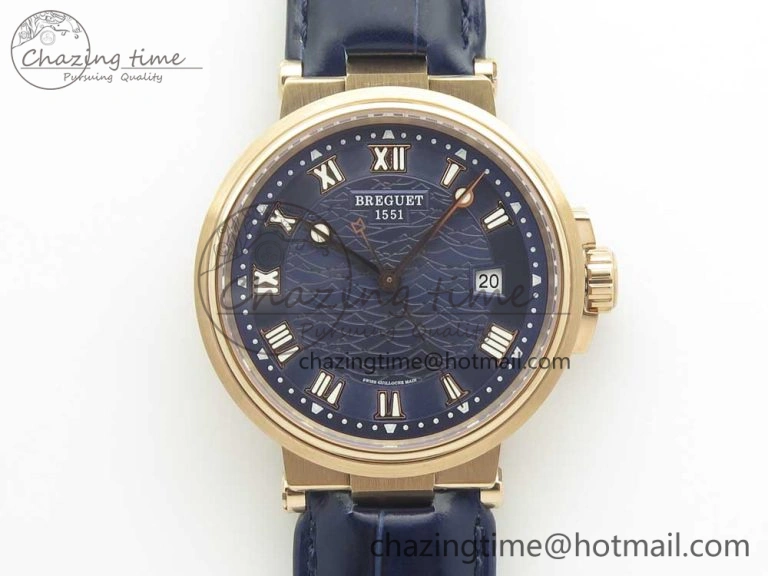 Marine 5517 RG V9F 1:1 Best Edition Blue Dial on Blue Leather Strap A23J