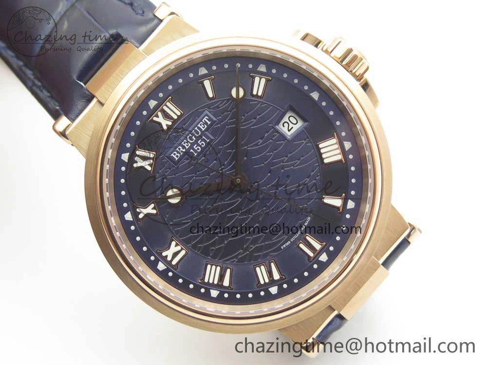 Marine 5517 RG V9F 1:1 Best Edition Blue Dial on Blue Leather Strap A23J