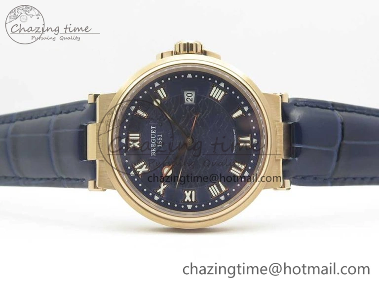 Marine 5517 RG V9F 1:1 Best Edition Blue Dial on Blue Leather Strap A23J