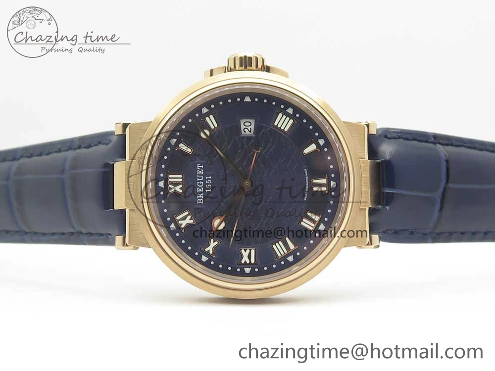 Marine 5517 RG V9F 1:1 Best Edition Blue Dial on Blue Leather Strap A23J