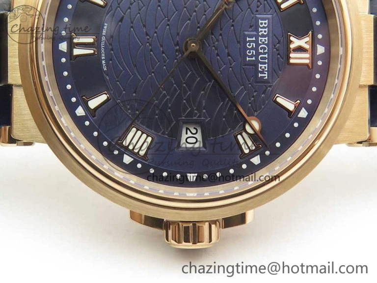 Marine 5517 RG V9F 1:1 Best Edition Blue Dial on Blue Leather Strap A23J