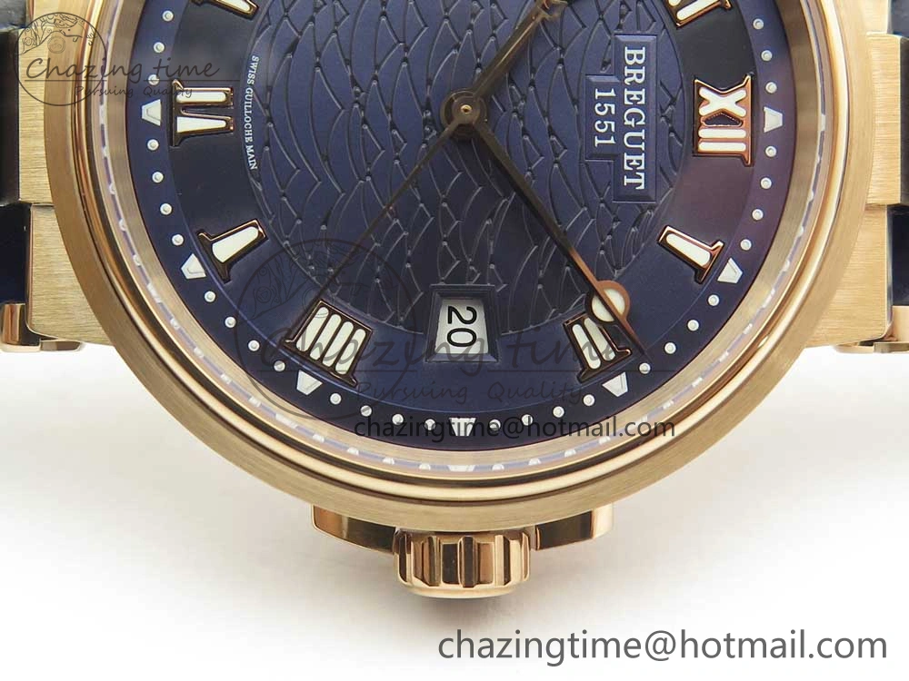 Marine 5517 RG V9F 1:1 Best Edition Blue Dial on Blue Leather Strap A23J