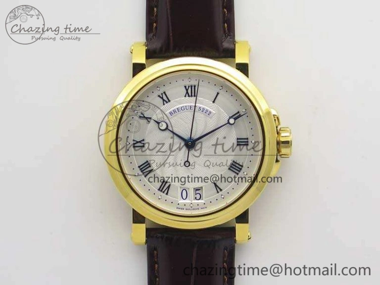 Marine 5517 RG V9F 1:1 Best Edition Gold Textured Dial on Brown Leather Strap A23J