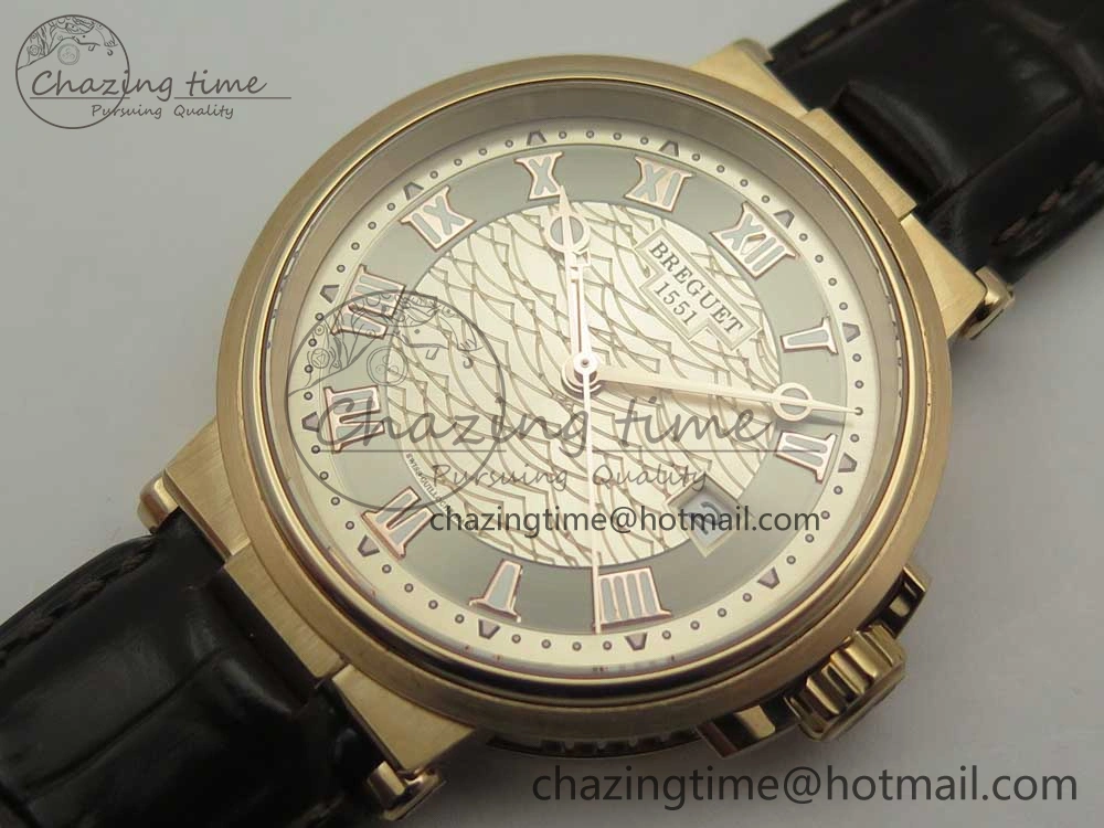 Marine 5517 RG V9F 1:1 Best Edition Gold Textured Dial on Brown Leather Strap A23J