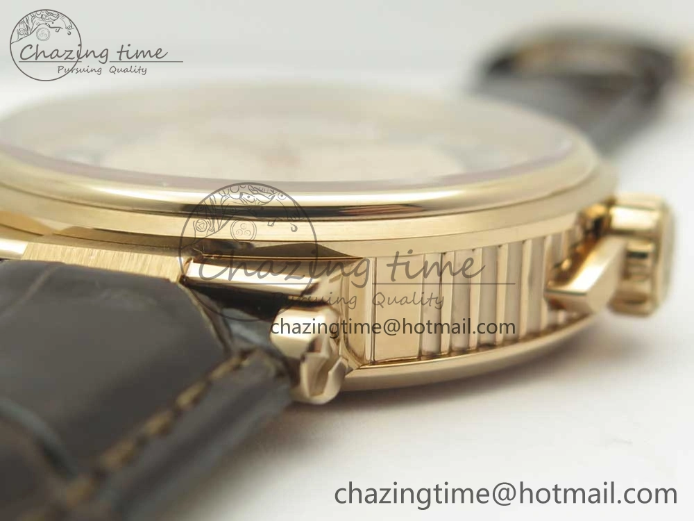Marine 5517 RG V9F 1:1 Best Edition Gold Textured Dial on Brown Leather Strap A23J