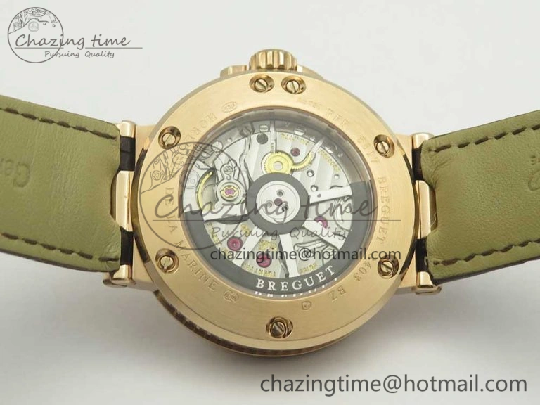 Marine 5517 RG V9F 1:1 Best Edition Gold Textured Dial on Brown Leather Strap A23J