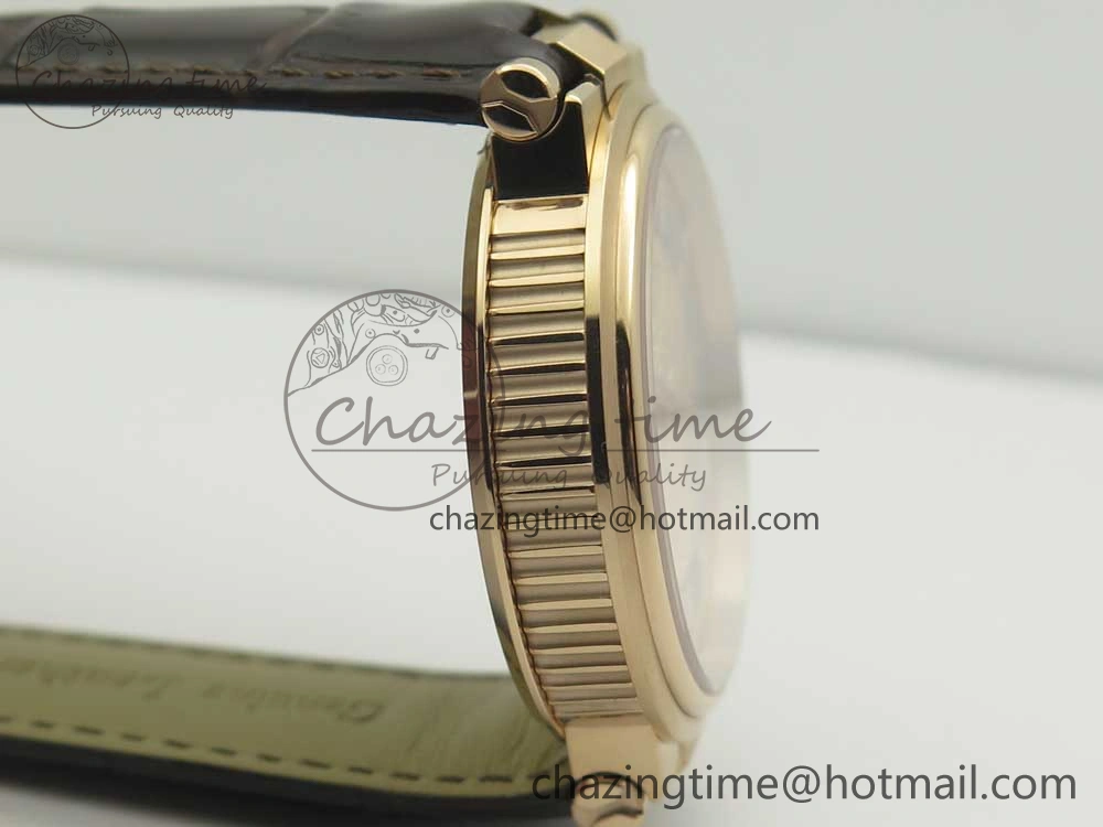 Marine 5517 RG V9F 1:1 Best Edition Gold Textured Dial on Brown Leather Strap A23J