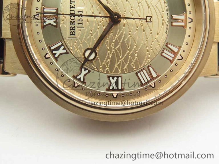 Marine 5517 RG V9F 1:1 Best Edition Gold Textured Dial on Brown Leather Strap A23J
