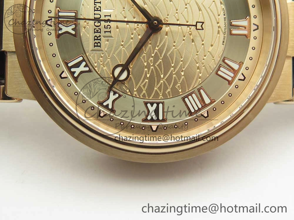 Marine 5517 RG V9F 1:1 Best Edition Gold Textured Dial on Brown Leather Strap A23J