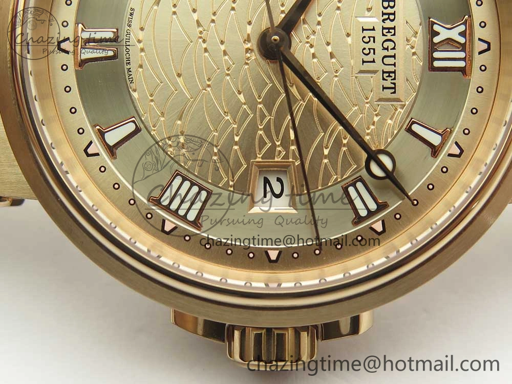 Marine 5517 RG V9F 1:1 Best Edition Gold Textured Dial on Brown Leather Strap A23J