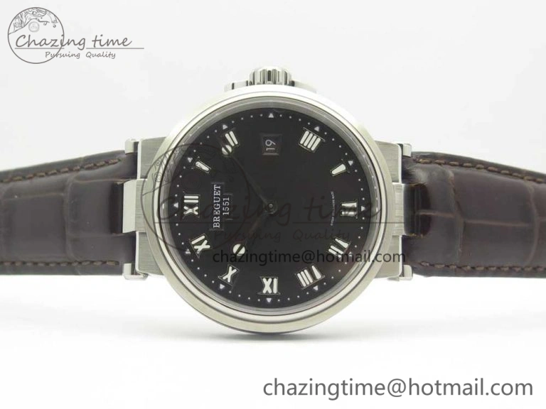 Marine 5517 SS V9F 1:1 Best Edition Brown Dial on Brown Leather Strap A23J