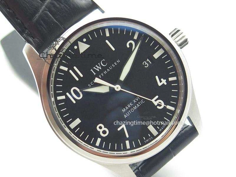 Mark XVI 1:1 Best Edition MK Maker SS Black Dial A2892 On Black Leather Strap