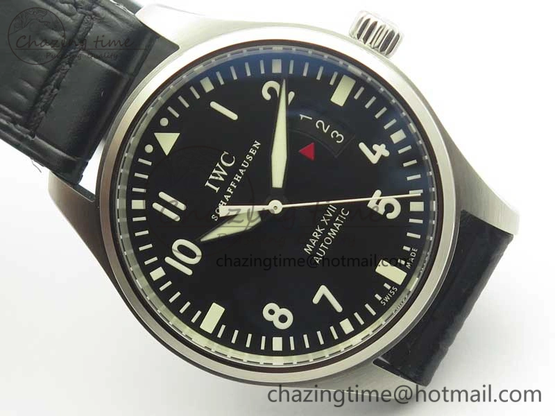Mark XVII IW326501 MKS 1:1 Best Edition Black Dial On Black Leather Strap MIYOTA 9015 V2