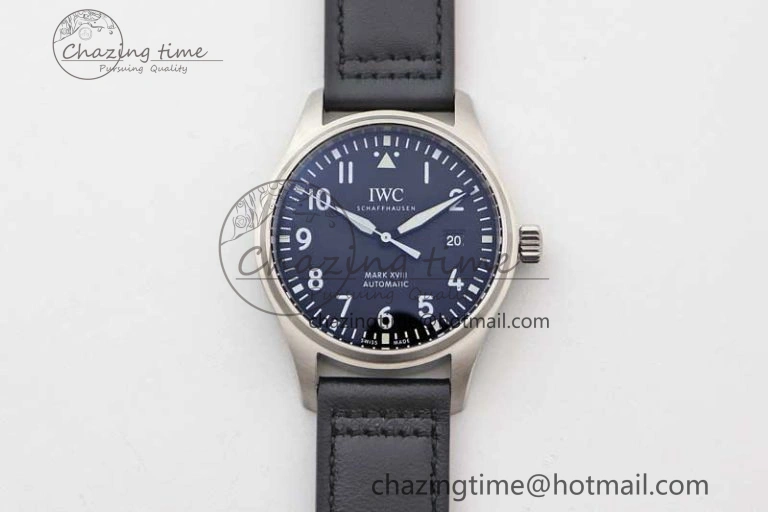 Mark XVIII IW327001 SS M+F 1:1 Best Edition Black Dial on Black Leather Strap A35111