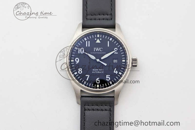Mark XVIII IW327001 SS M+F 1:1 Best Edition Black Dial on Black Leather Strap A35111